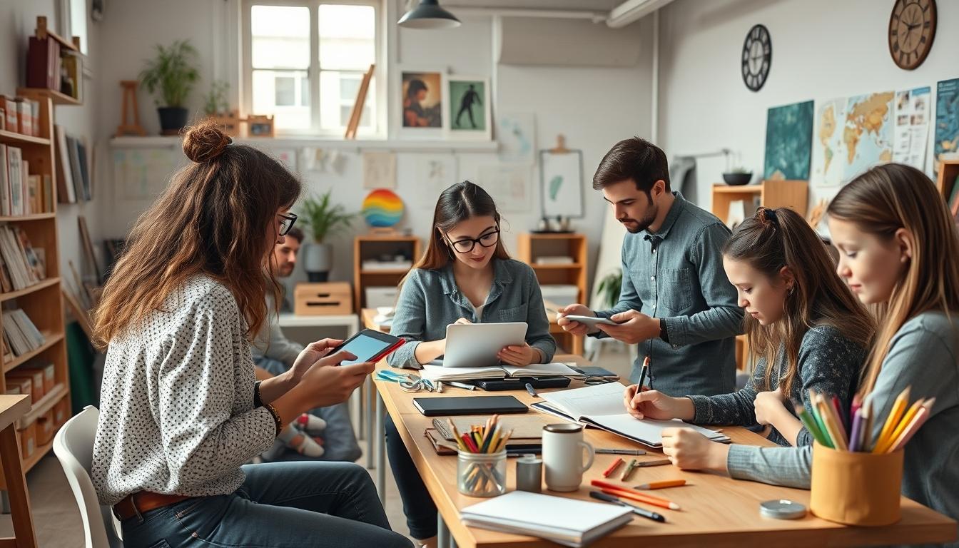 Students collaborating in study space